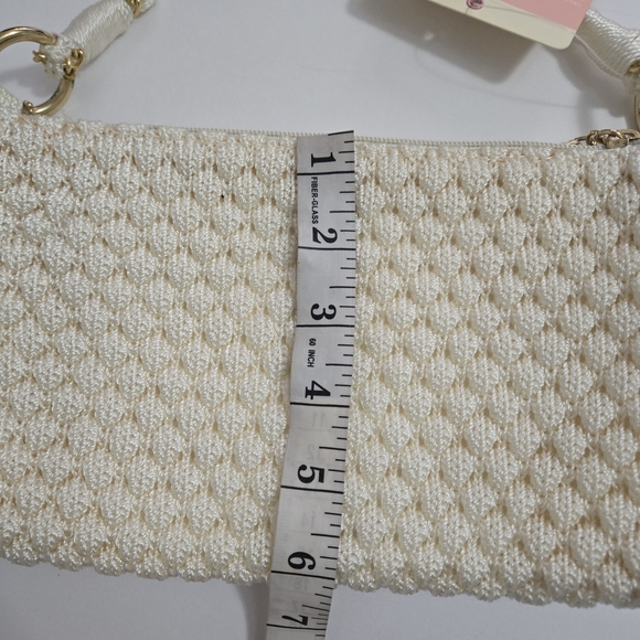 Lina Cream Crocheted Shoulder Bag Gold Chain Strap NWT - Picture 6 of 12